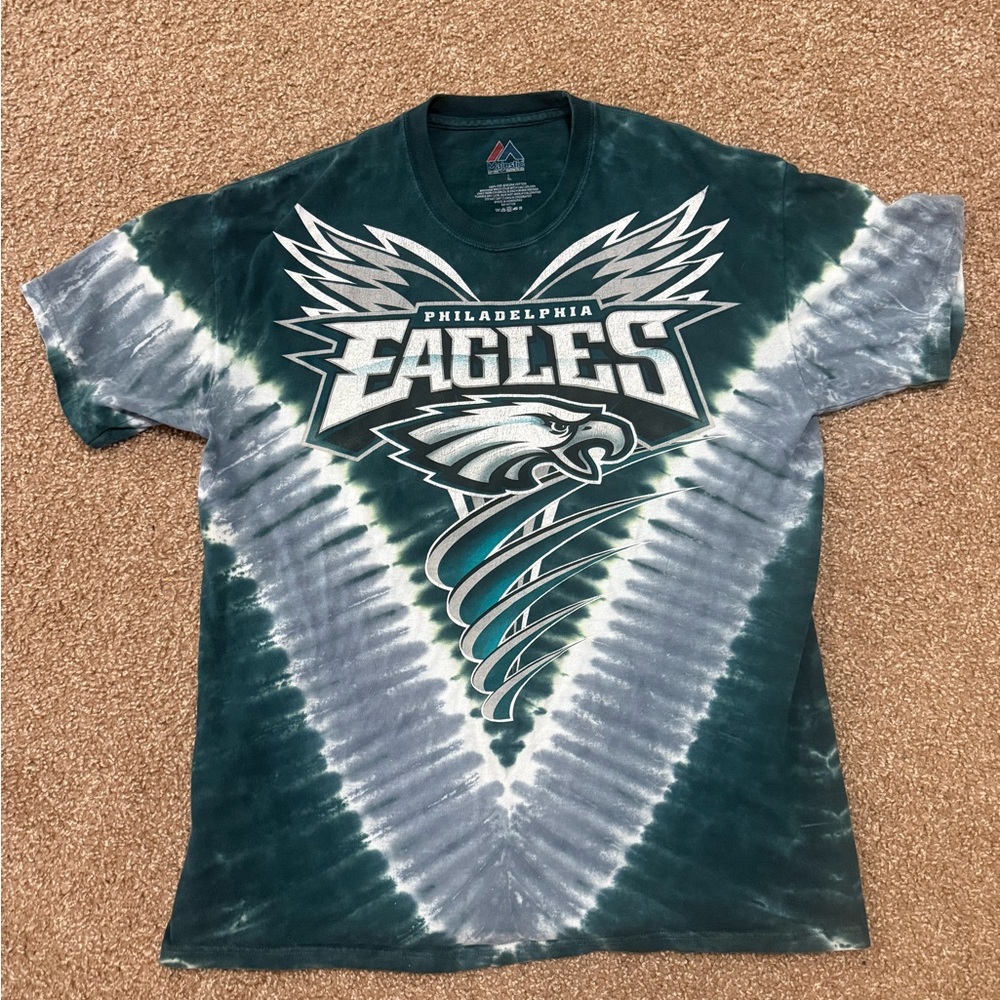 Majestic Eagles Green Tie-Dye T-Shirt